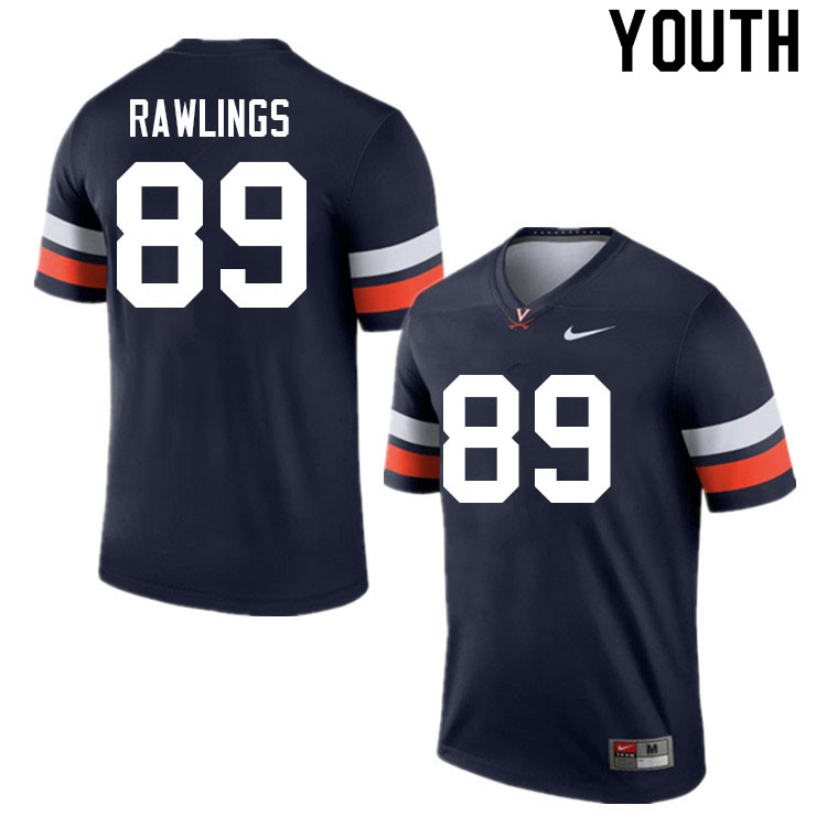 Youth #89 Joshua Rawlings Virginia Cavaliers College Football Jerseys Sale-Navy - Click Image to Close